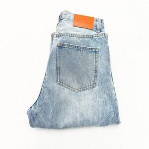 Princess Polly Criss Cross Straight Leg Light Wash Denim Jeans Size 4